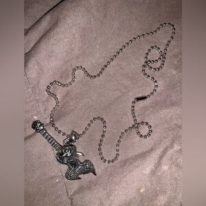 Skull With Guitar Pendant Necklace